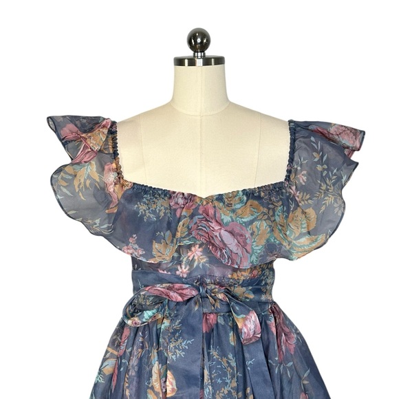 Selkie Printed Romance Novel Princess Puffy Off the Shoulder Floral Maxi Gown| S - Picture 5 of 13